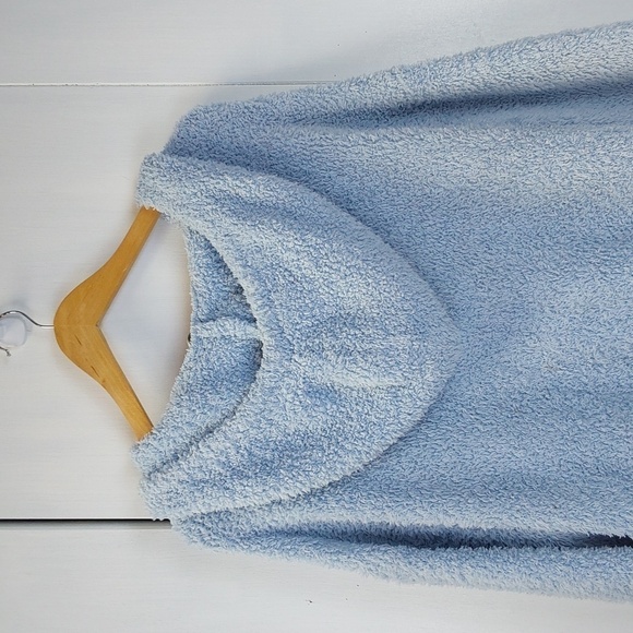 Warm & Cozy Light Blue Popcorn Soft Hoodie Fuzzy Neutral Sz.3X - Picture 6 of 8